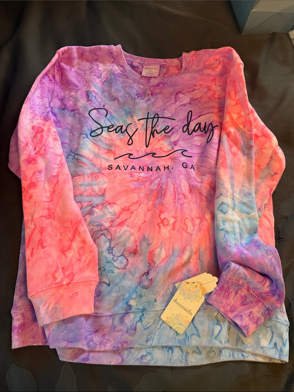 Seas the Day Tie-Dye Crewneck Sweatshirt - Pink/Purple/Blue